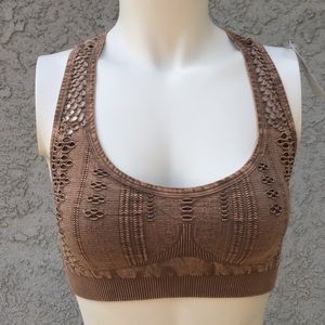 M. Fredric Peep Hole Racerback Stretch Sports Bra - PURPLE